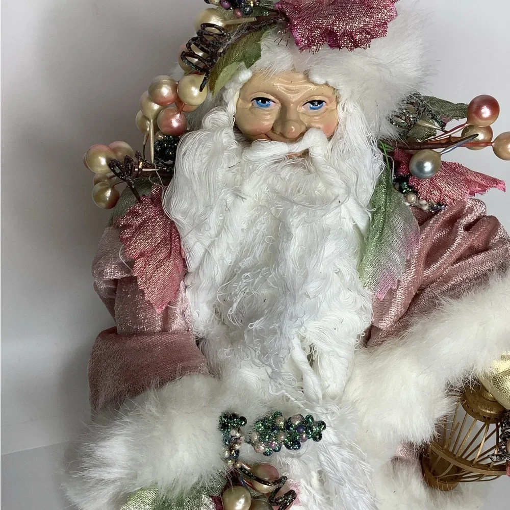 Vintage Pink Robed Santa Claus 13” Christmas Tree Topper